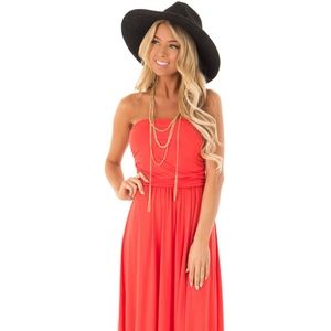 🔥 Lime Lush Coral Strapless Maxi